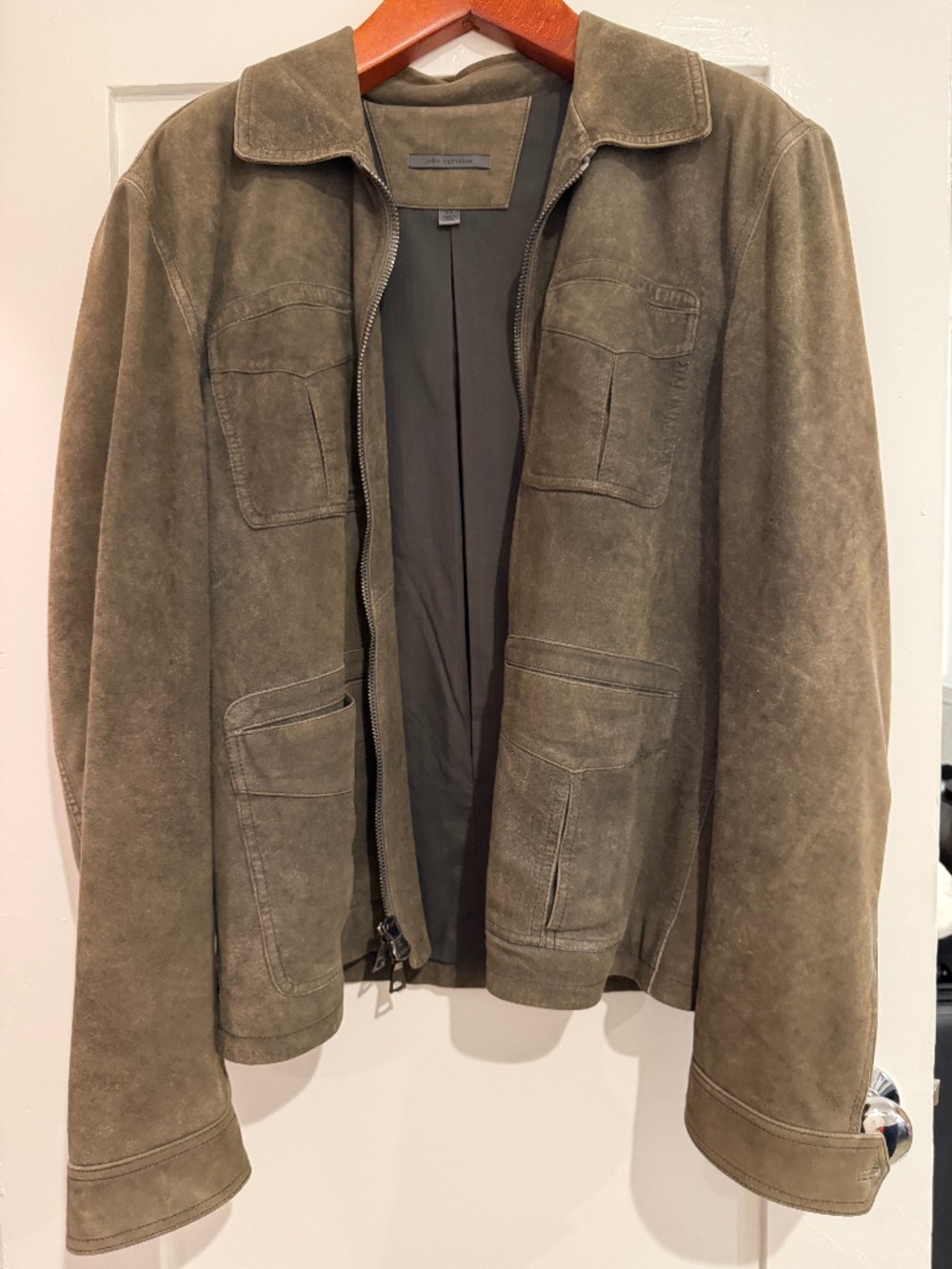 John Varvatos suede zip up jacket